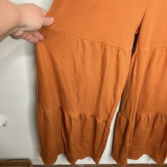 Anthropologie Saturday Sunday ribbed tiered jumpsuit rust colored size XS - Picture 6 of 11